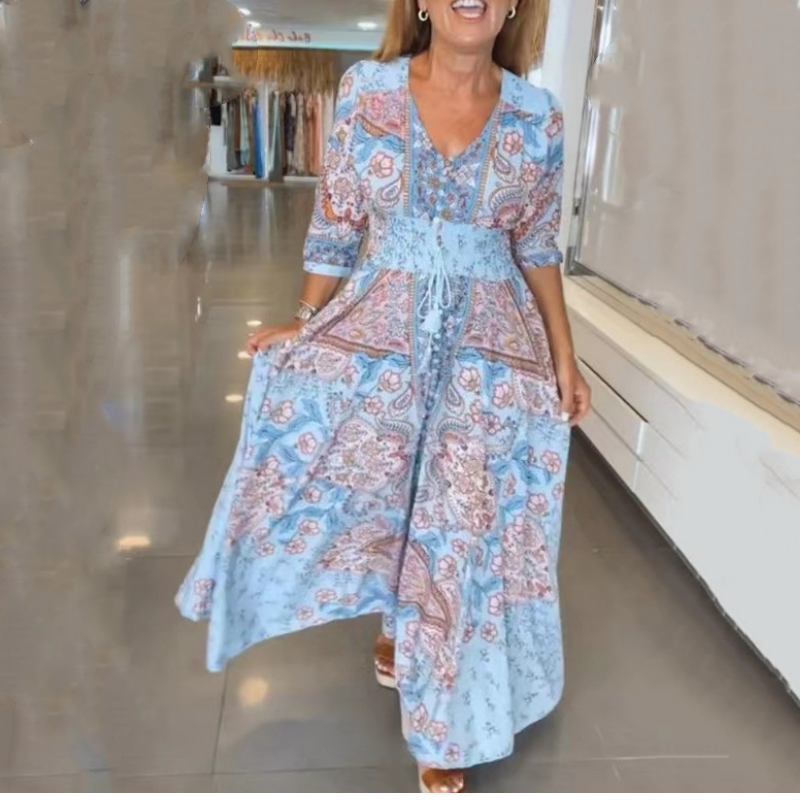 Elegante abito lungo floreale